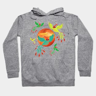 Phoenix birds rising sun ( Print on Front and back ) Hoodie